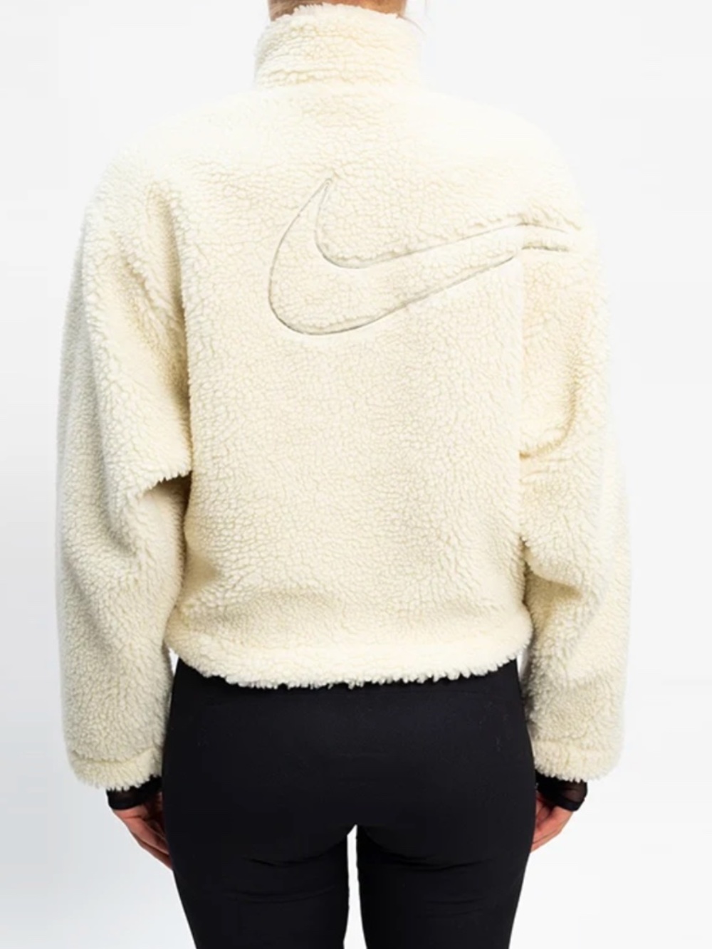 Nike Sportswear Swoosh Cream Sherpa Jacket, Oversized S, Fossil Stone CU6639-238